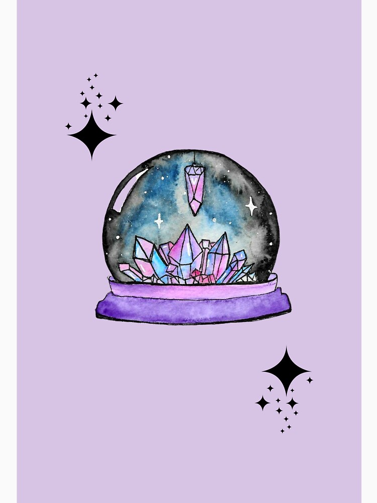 purple crystal ball watercolour art by artbylenashop