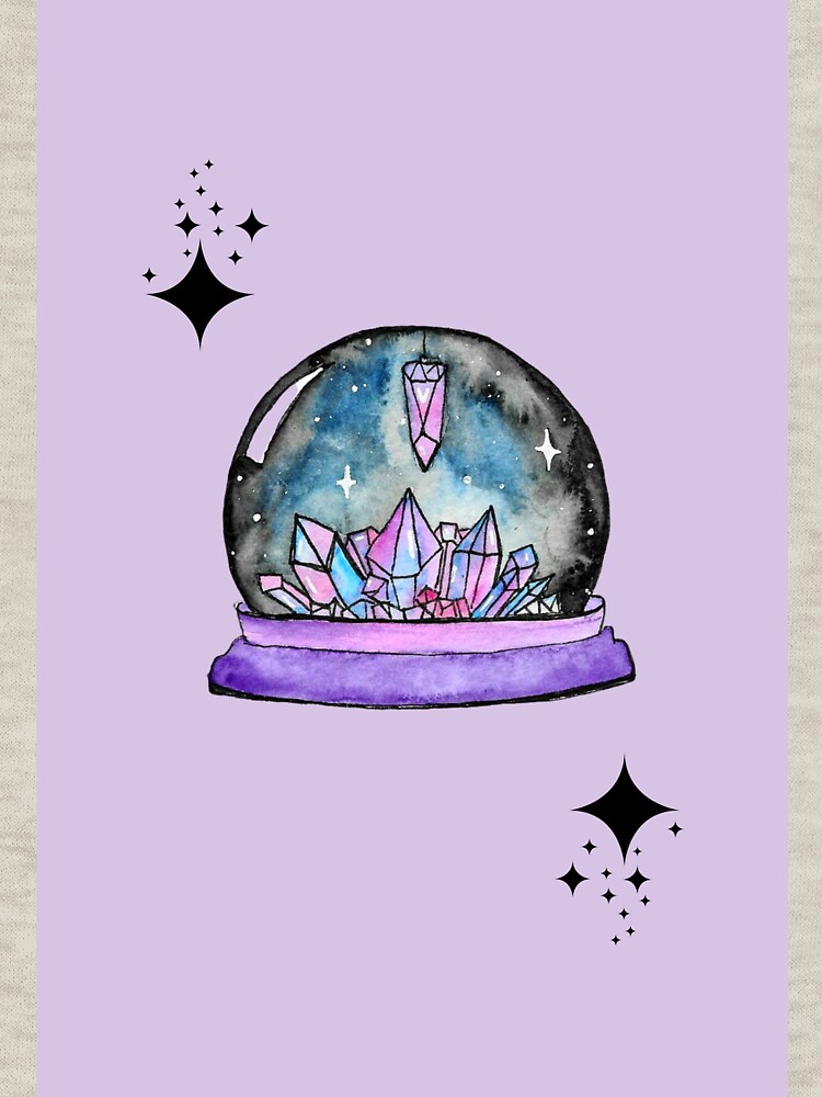 purple crystal ball watercolour art by artbylenashop