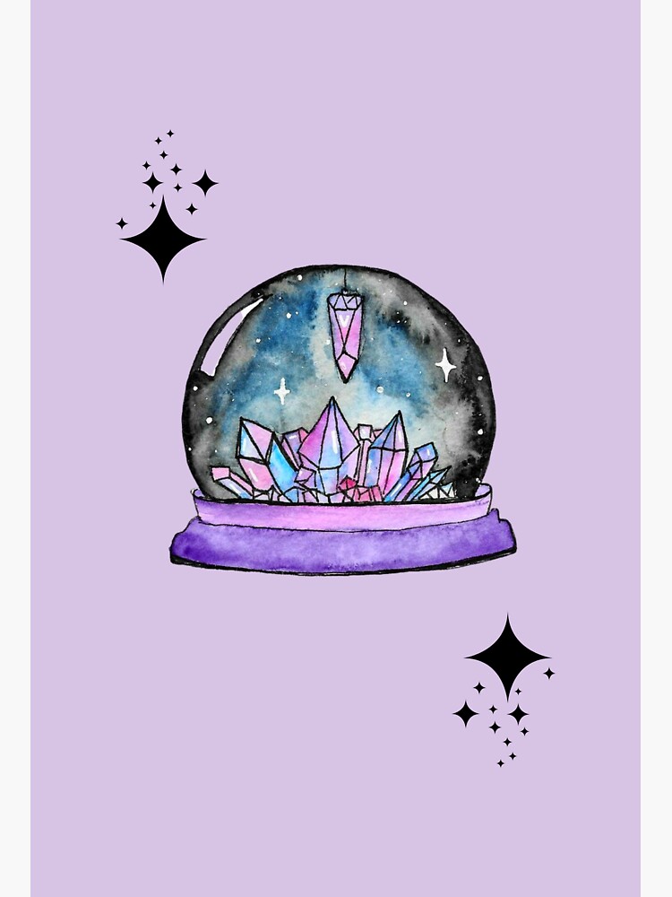 purple crystal ball watercolour art by artbylenashop