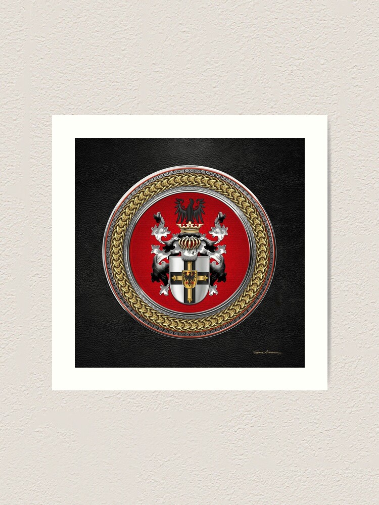 Teutonic Order Coat Of Arms Special Edition Over Black Leather Art Print For Sale By