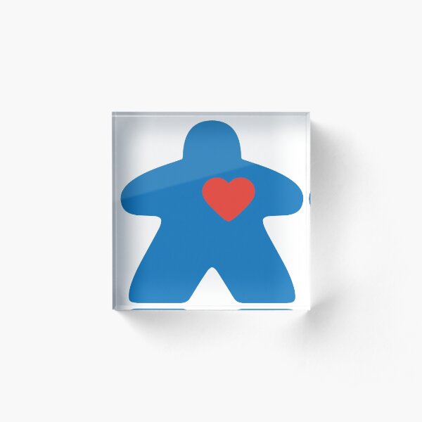 Meeple love - blue Acrylic Block