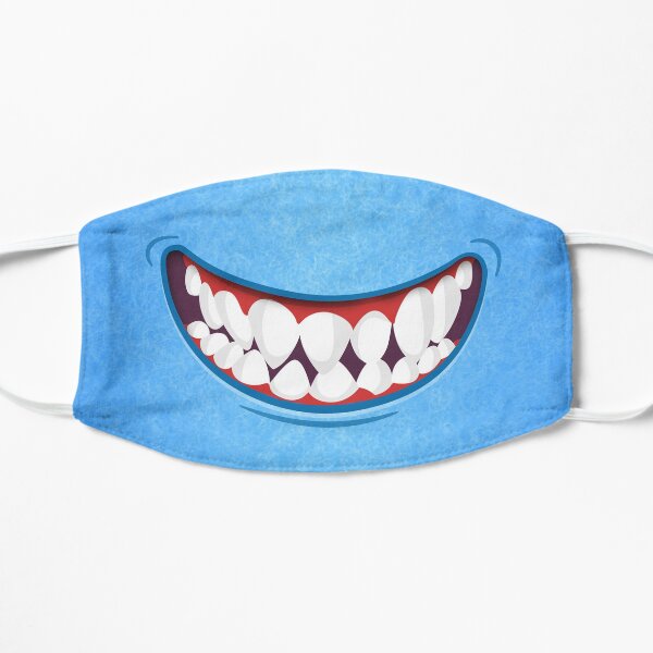 Toothy Smile Blue Fuzzy Monster Mouth Mask