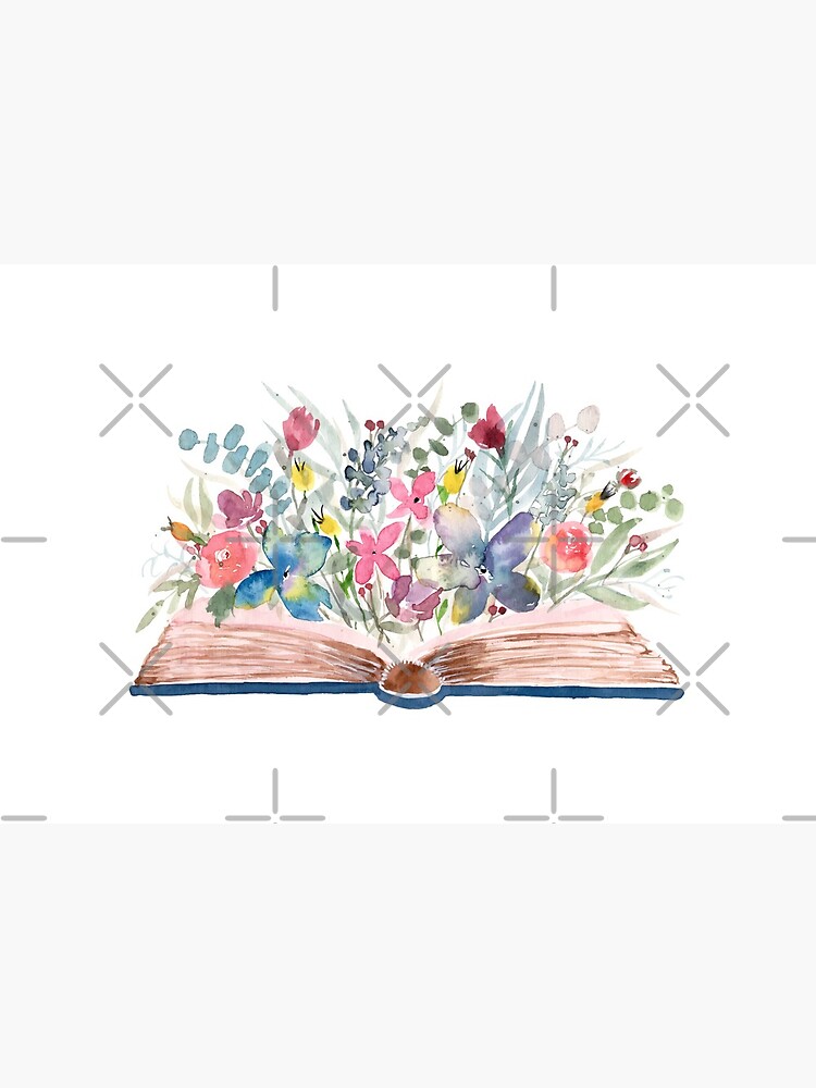 Watercolor Open Book with Florals by Harpleydesign
