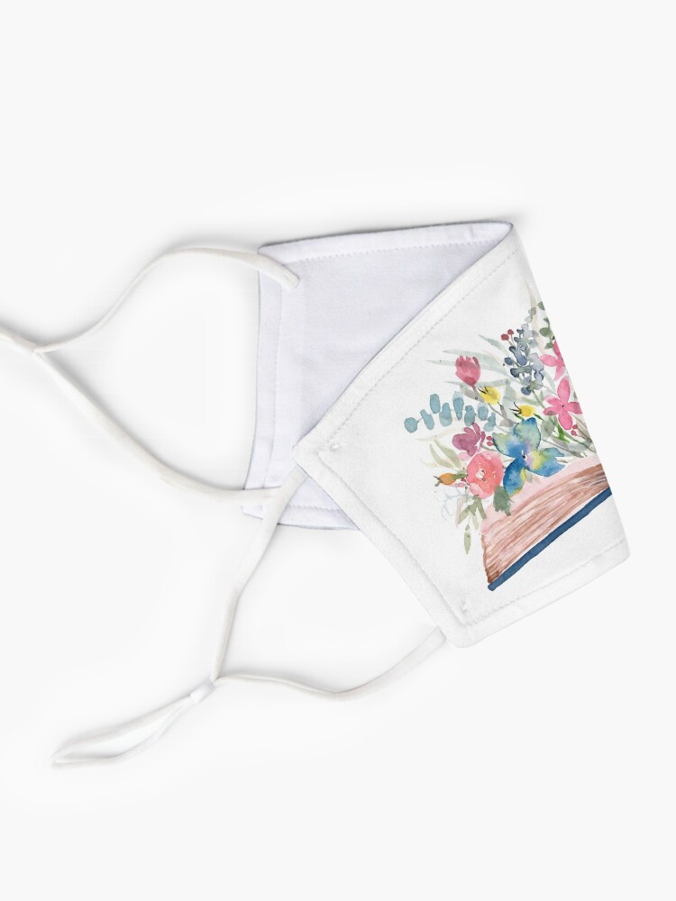 Alternate view of Watercolor Open Book with Florals Mask