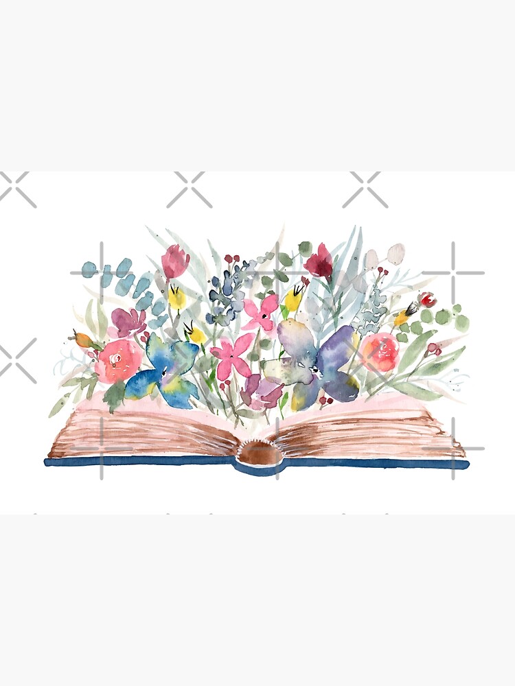 Watercolor Open Book with Florals by Harpleydesign