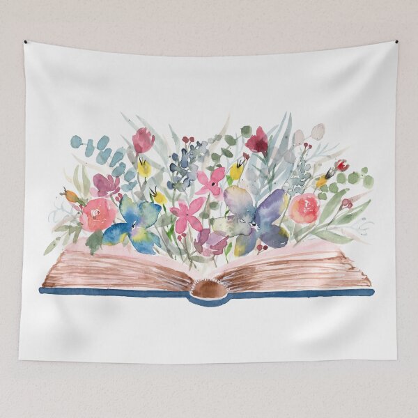 Item preview, Watercolor Open Book with Florals designed and sold by Harpley Design Studio.