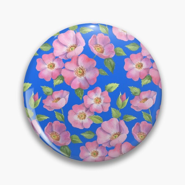 Item preview, Watercolour wild rose on blue designed and sold by lizblackdowding.