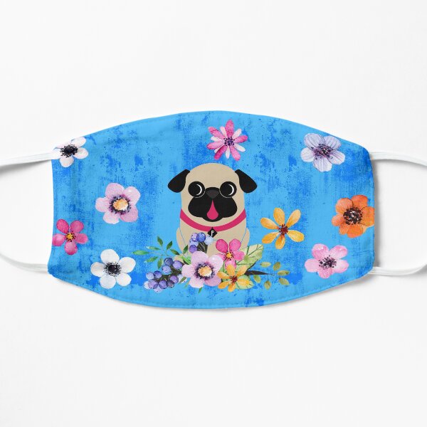 Fawn Pug In Flowers Flat Mask