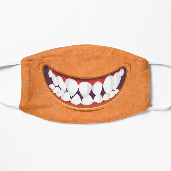 Toothy Smile Orange Fuzzy Monster Mouth Flat Mask