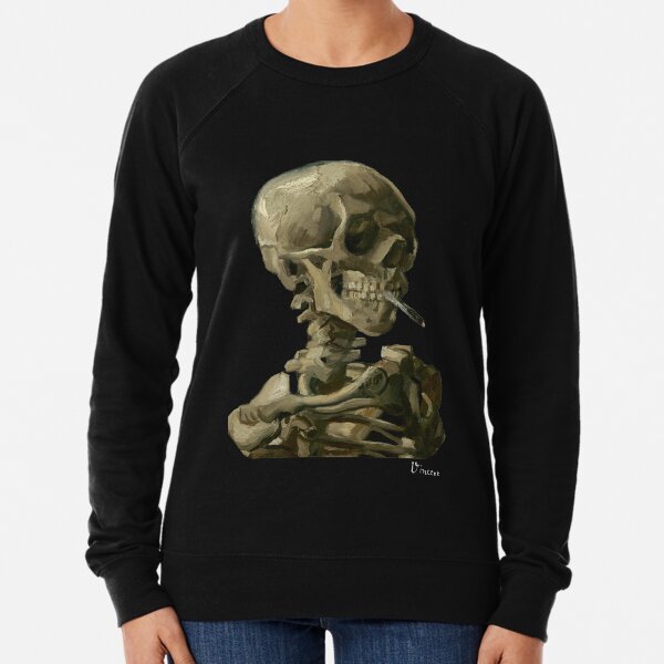 Van Gogh, Head of Skeleton Artwork Skull Reproduction, Posters, Tshirts, Prints, Bags, Men, Women, Kids Lightweight Sweatshirt