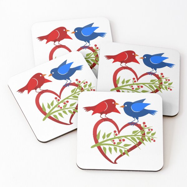 Item preview, Blue and Red Birds - Love Gift designed and sold by medben.