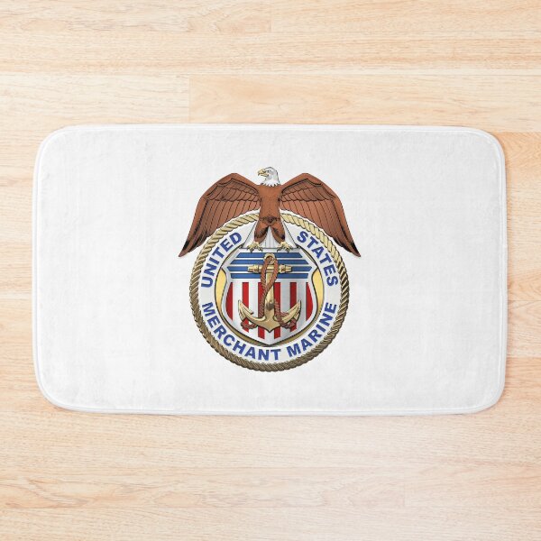 Item preview, U.S. Merchant Marine - USMM Emblem over White Leather designed and sold by Serge Averbukh Art Studio.
