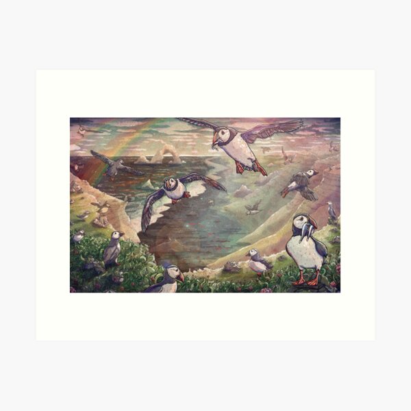 Item preview, Cliffside Puffins designed and sold by TaylorRoseArt.