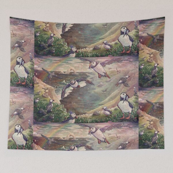 Item preview, Cliffside Puffins designed and sold by TaylorRoseArt.