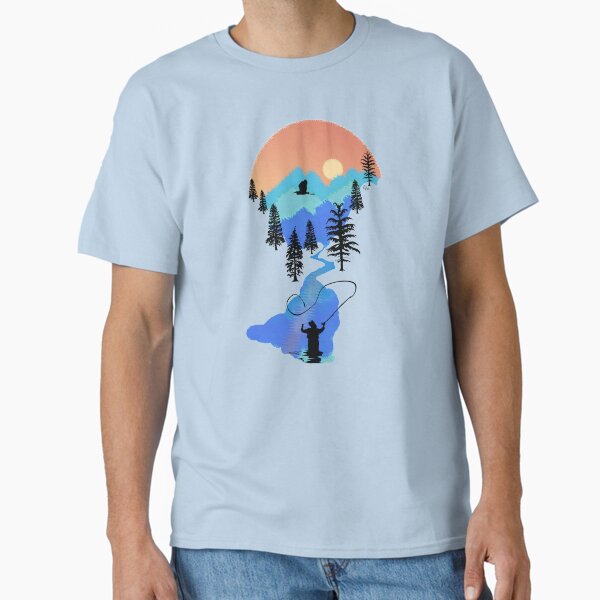 Fly Fishing Mountain Sunset by TeeCreations Classic T-Shirt