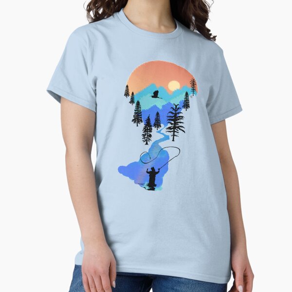 Fly Fishing Mountain Sunset by TeeCreations Classic T-Shirt