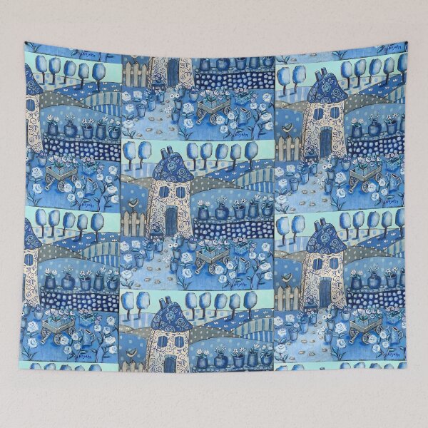 Item preview, Blue Flowered Country Cottage designed and sold by Chezholly.