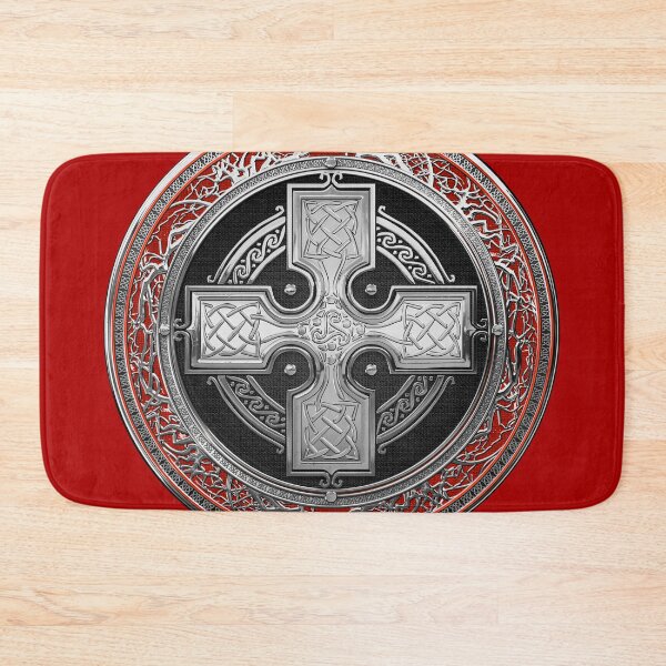 Item preview, Ancient Celtic Sacred Silver Knot Cross over Red Leather designed and sold by Serge Averbukh Art Studio.