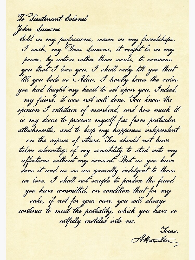 Alexander hamilton's letters outlet to john laurens