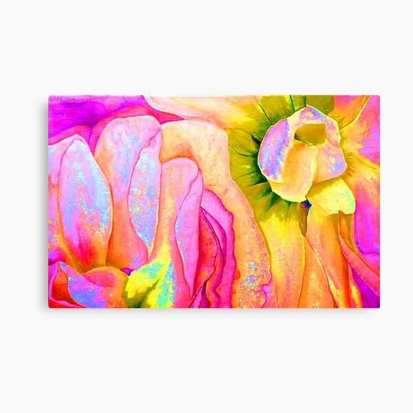 Floral Waves, Original Watercolor Painting, Georgia O'Keeffe Abstract Floral Style Art, Colorful Tropical Floral Art,Tropical Florals Canvas Print
