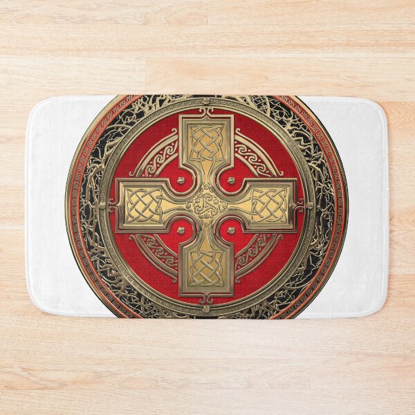 Item preview, Ancient Celtic Sacred Gold Knot Cross over White Leather designed and sold by Serge Averbukh Art Studio.