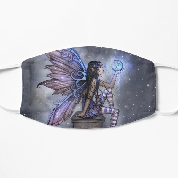 Little Blue Moon Fairy Fantasy Art by Molly Harrison Flat Mask