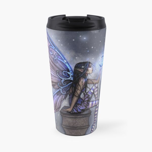 Little Blue Moon Fairy Fantasy Art by Molly Harrison Travel Mug