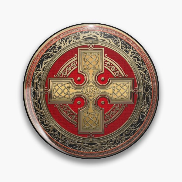 Item preview, Ancient Celtic Sacred Gold Knot Cross over Black Leather designed and sold by Serge Averbukh Art Studio.