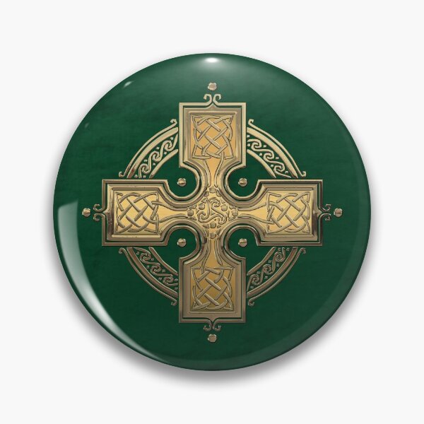 Item preview, Ancient Gold Celtic Knot Cross over Green Velvet designed and sold by Serge Averbukh Art Studio.