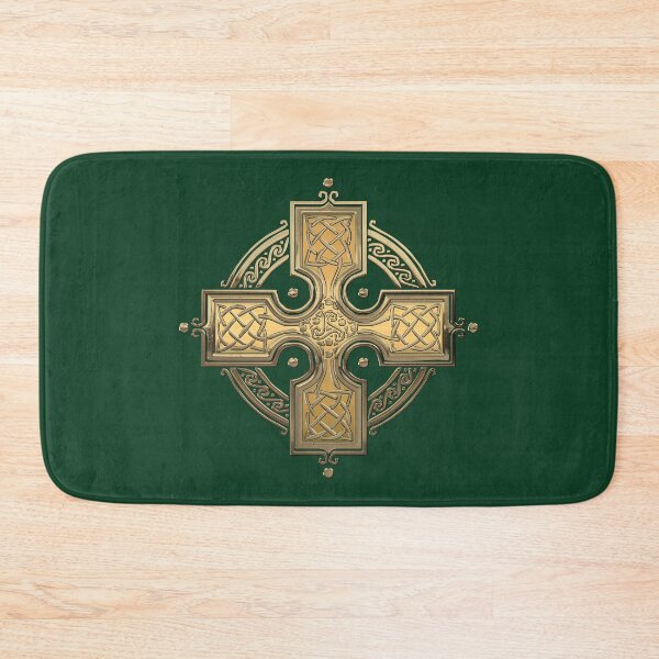 Item preview, Ancient Gold Celtic Knot Cross over Green Velvet designed and sold by Serge Averbukh Art Studio.