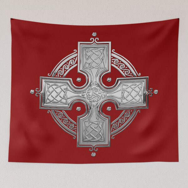 Item preview, Ancient Silver Celtic Knot Cross over Red Velvet designed and sold by Serge Averbukh Art Studio.