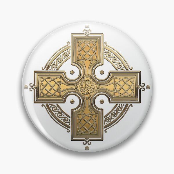Item preview, Ancient Gold Celtic Knot Cross over White Leather designed and sold by Serge Averbukh Art Studio.