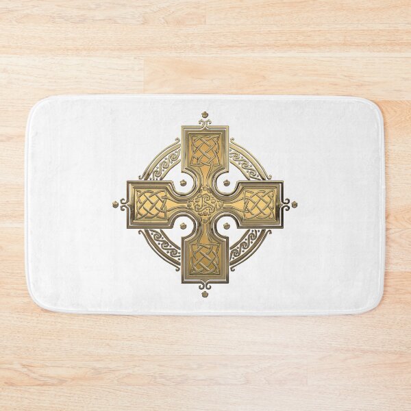 Item preview, Ancient Gold Celtic Knot Cross over White Leather designed and sold by Serge Averbukh Art Studio.