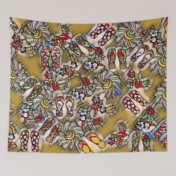 Item preview, Summer Flip Flops & Flowers Stain Glass #1 designed and sold by Dawne's Designs.