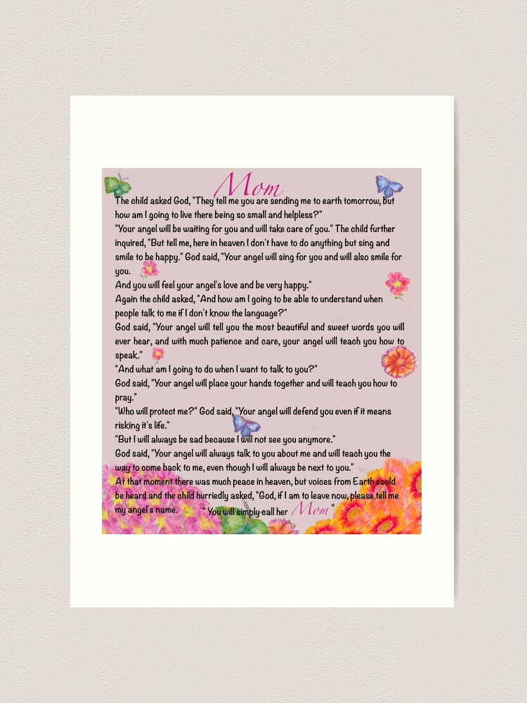 The best Mother's Day gifts 2024, You will simply call her mom Beautiful  poem about motherhood with angels Art Board Print for Sale by Artonmytee