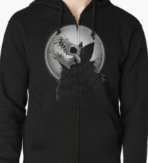 Skull Wolf Howl Zipped Hoodie