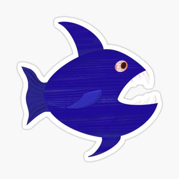 Cute Scary Tooth Blue Fish sticker Sticker