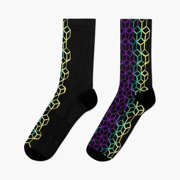 Item preview, Yellow Green Purple Cubes on Black designed and sold by Lizzie Kelso.