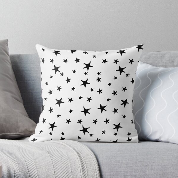 Stars - Black on White Throw Pillow