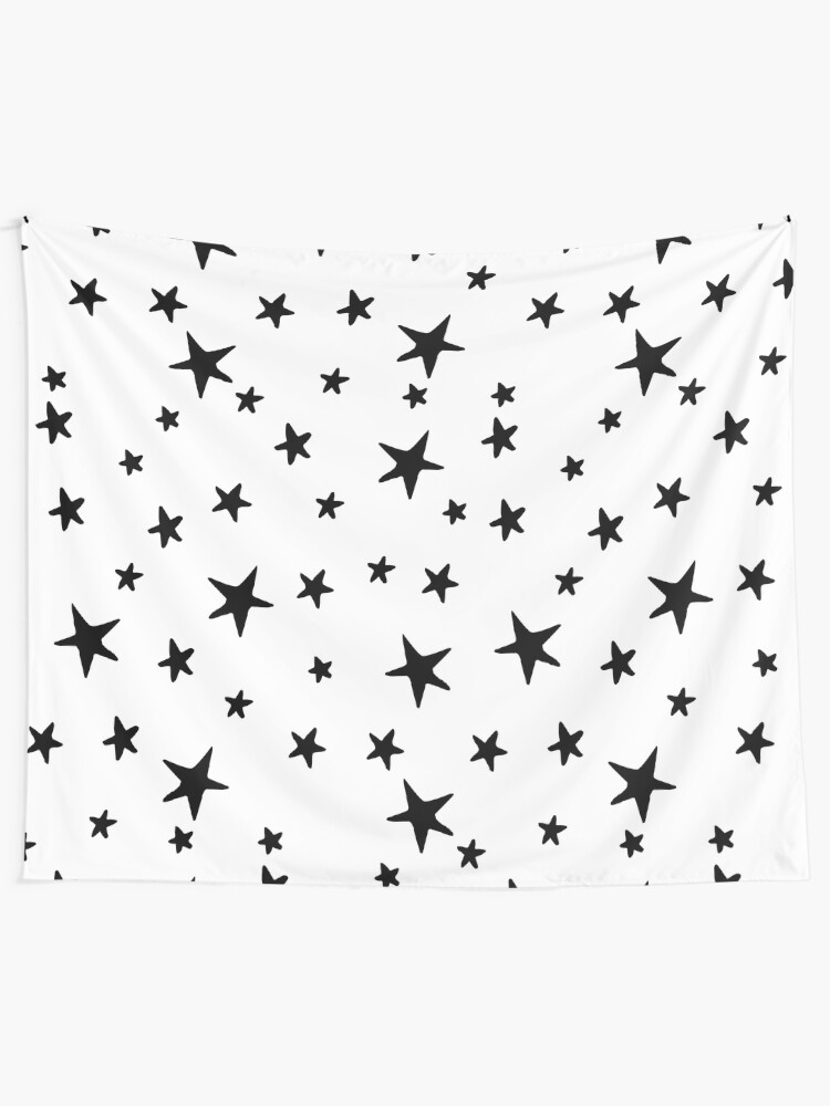 Alternate view of Stars - Black on White Tapestry