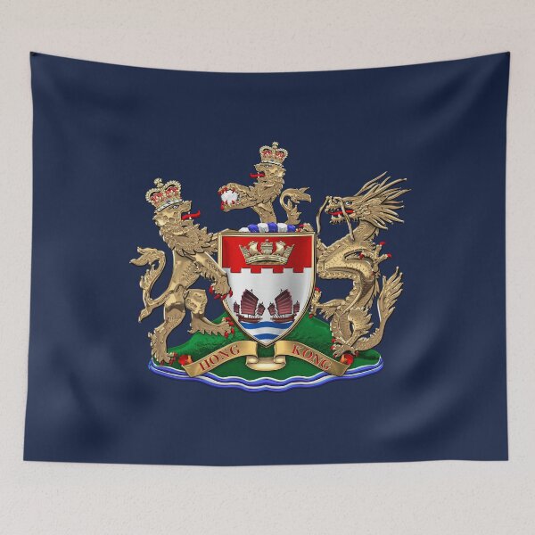 Item preview, Hong Kong - 1959-1997 Coat of Arms over Blue Velvet designed and sold by Serge Averbukh Art Studio.