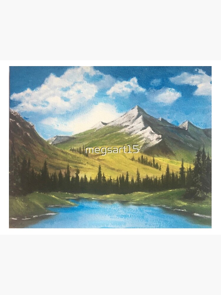 Bob Ross - Mountain Waterfall, Signed Original Painting Contemporary Art -  for sale