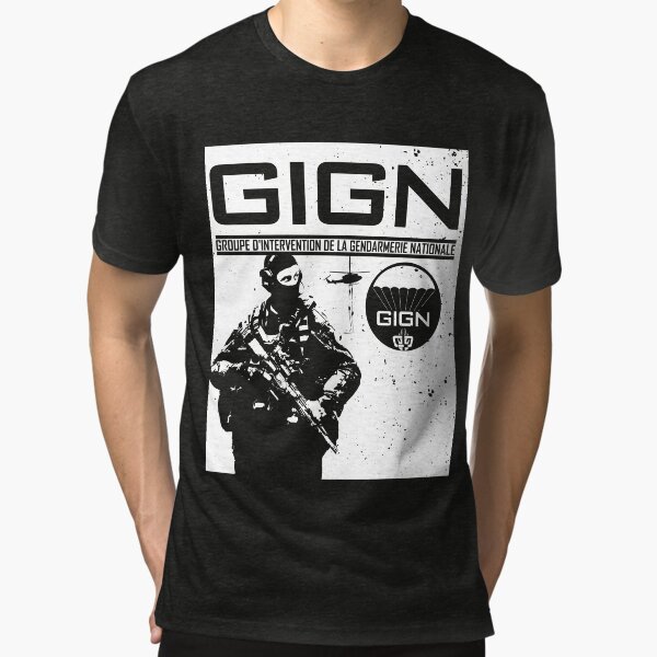 Groupe d'intervention de la gendarmerie nationale des forces d'élite du GIGN T-shirt chiné