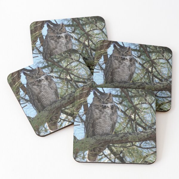 Item preview, Great Horned Owl with Closed Eyes designed and sold by MomentofPercep.