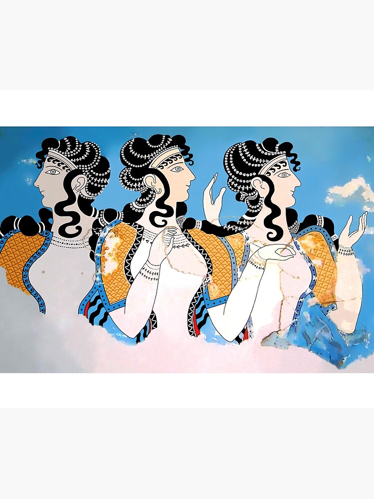 Discover Minoan "Ladies in Blue" Fresco Art Tapestry