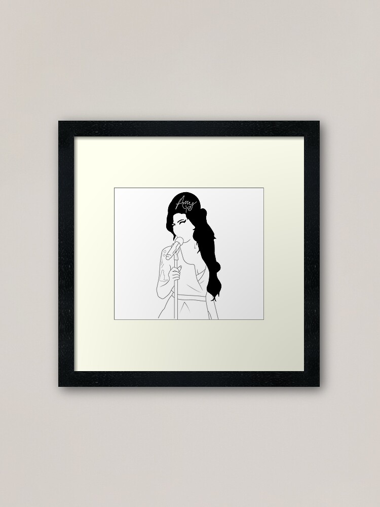 Amy Winehouse Line Drawing With Signiture Framed Art Print By Designclaw Redbubble
