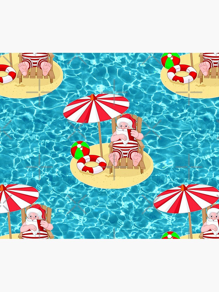 Christmas Shower Curtain Surfing Santa Beach Print for Bathroom Christmas Shower Curtain Surfing Santa Beach Print for Bathroom