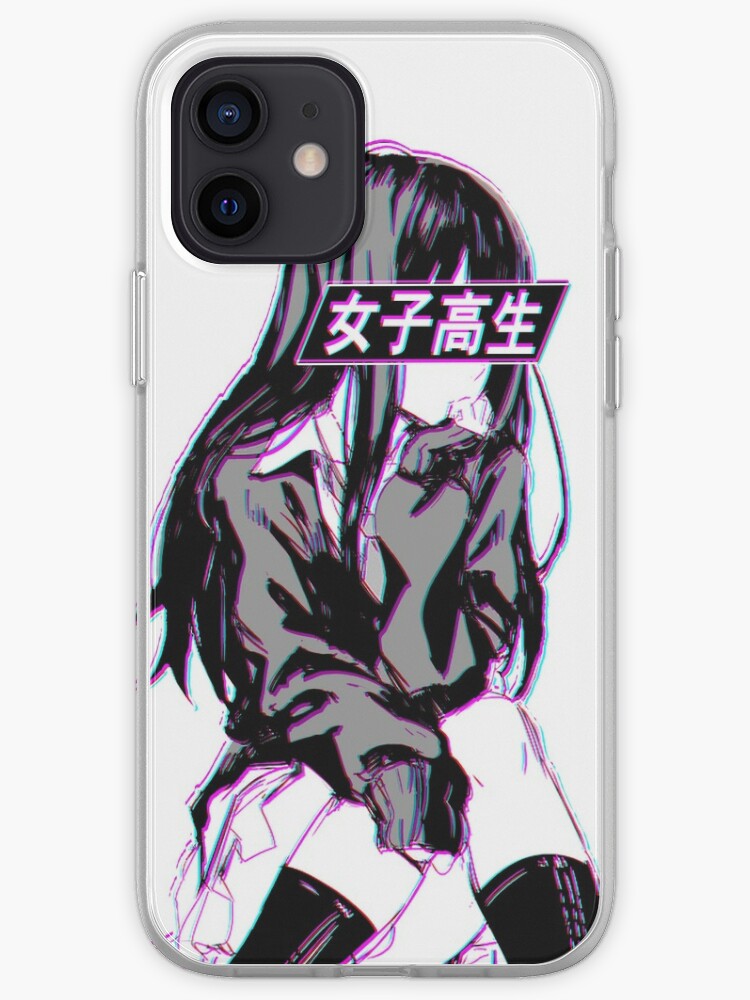 Schoolgirl Glitch Sad Japanese Anime Aesthetic Iphone Case Cover By Poserboy Redbubble