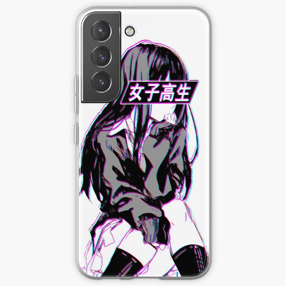 SCHOOLGIRL GLITCH - SAD JAPANESE ANIME AESTHETIC Samsung Galaxy Phone Case