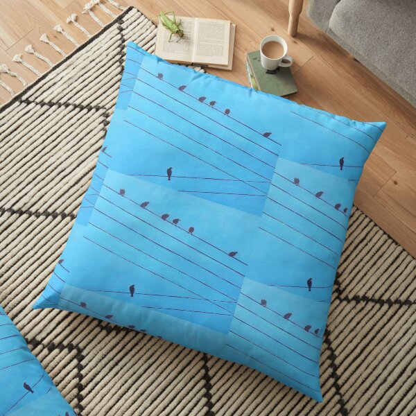 Birds, Wires 6 Floor Pillow